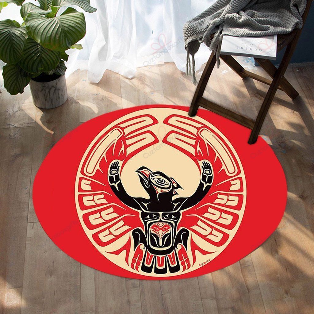 Red Thunderbird Native American Round Carpet Floor Rug Living Room Bedroom Decor Round Area Rug Carpet Red Thunderbird Native American Round Carpet Floor Rug Living Room Bedroom Decor Round Area Rug Carpet