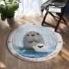 Seals Of Approval Round Carpet Floor Rug Living Room Bedroom Decor Round Area Rug Carpet