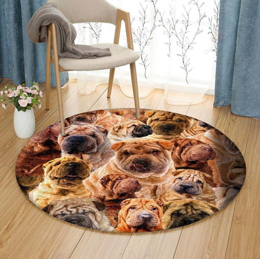 Shar Pei Dog Round Carpet Floor Rug Living Room Bedroom Decor Round Area Rug Carpet Shar Pei Dog Round Carpet Floor Rug Living Room Bedroom Decor Round Area Rug Carpet