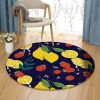 Strawberry Lemon And Bee Round Carpet Floor Rug Living Room Bedroom Decor Round Area Rug Carpet