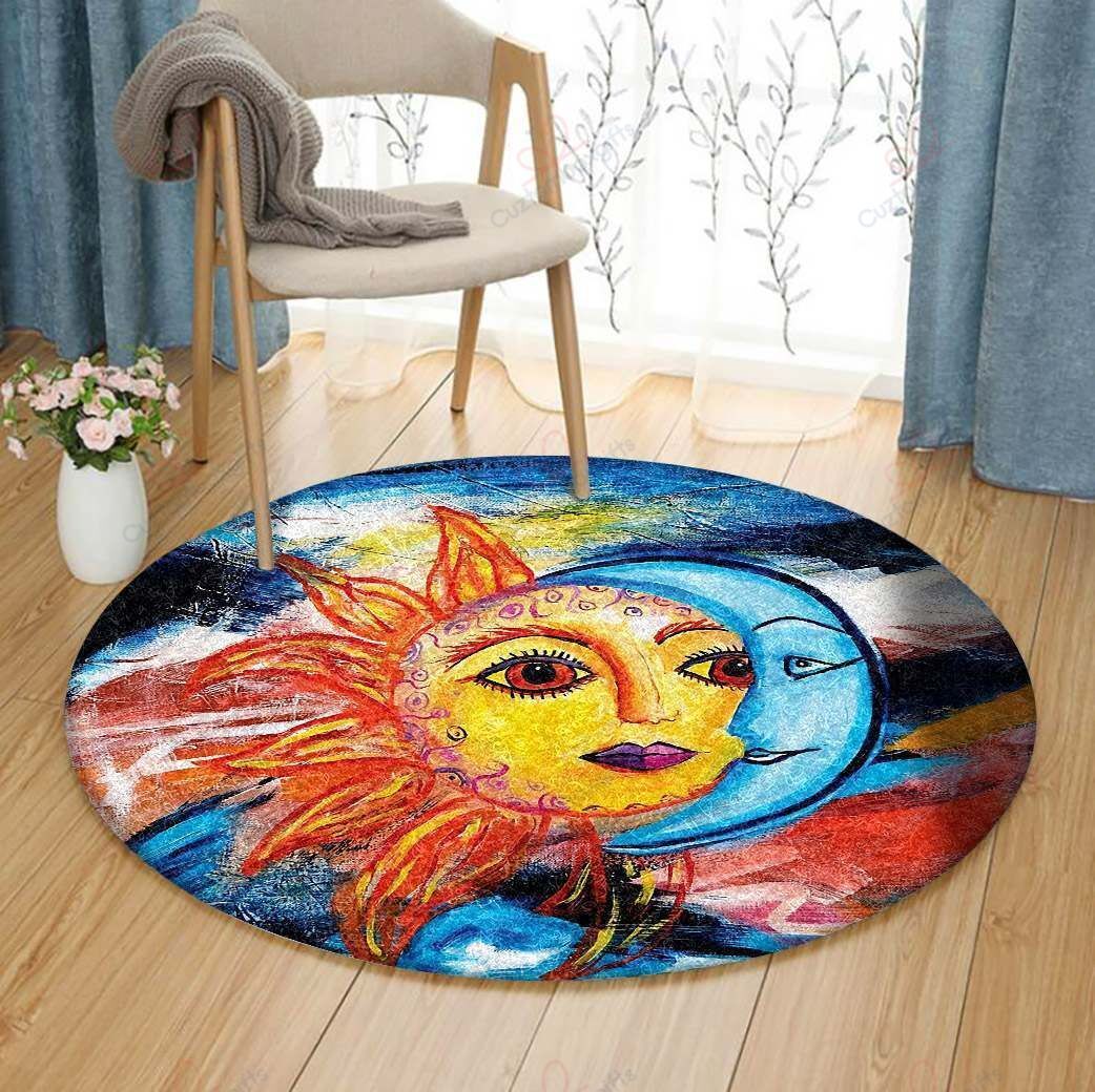 Sun And Moon Art Round Carpet Floor Rug Living Room Bedroom Decor Round Area Rug Carpet Sun And Moon Art Round Carpet Floor Rug Living Room Bedroom Decor Round Area Rug Carpet