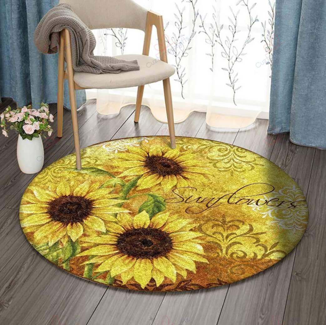 Sunflower Love Round Carpet Floor Rug Living Room Bedroom Decor Round Area Rug Carpet Sunflower Love Round Carpet Floor Rug Living Room Bedroom Decor Round Area Rug Carpet