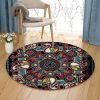 Swan Coloring Page In Ethnic Style Round Carpet Floor Rug Living Room Bedroom Decor Round Area Rug Carpet