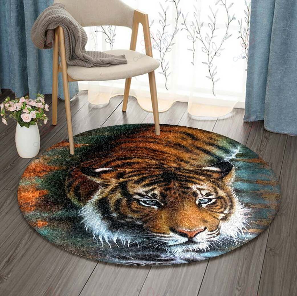 Tiger Swimming Round Carpet Floor Rug Living Room Bedroom Decor Round Area Rug Carpet Tiger Swimming Round Carpet Floor Rug Living Room Bedroom Decor Round Area Rug Carpet