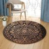 Time Embroidery Round Carpet Floor Rug Living Room Bedroom Decor Round Area Rug Carpet