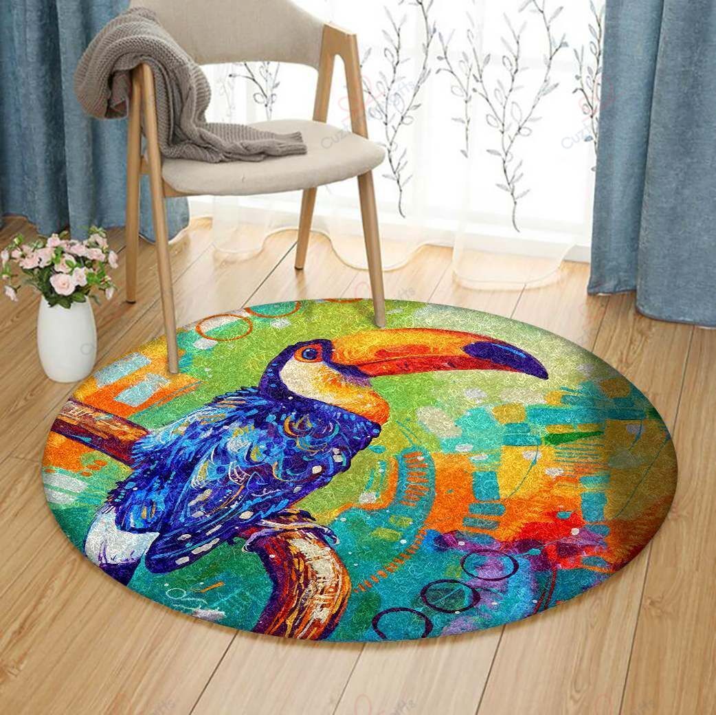 Toucan Bird Art Round Carpet Floor Rug Living Room Bedroom Decor Round Area Rug Carpet Toucan Bird Art Round Carpet Floor Rug Living Room Bedroom Decor Round Area Rug Carpet