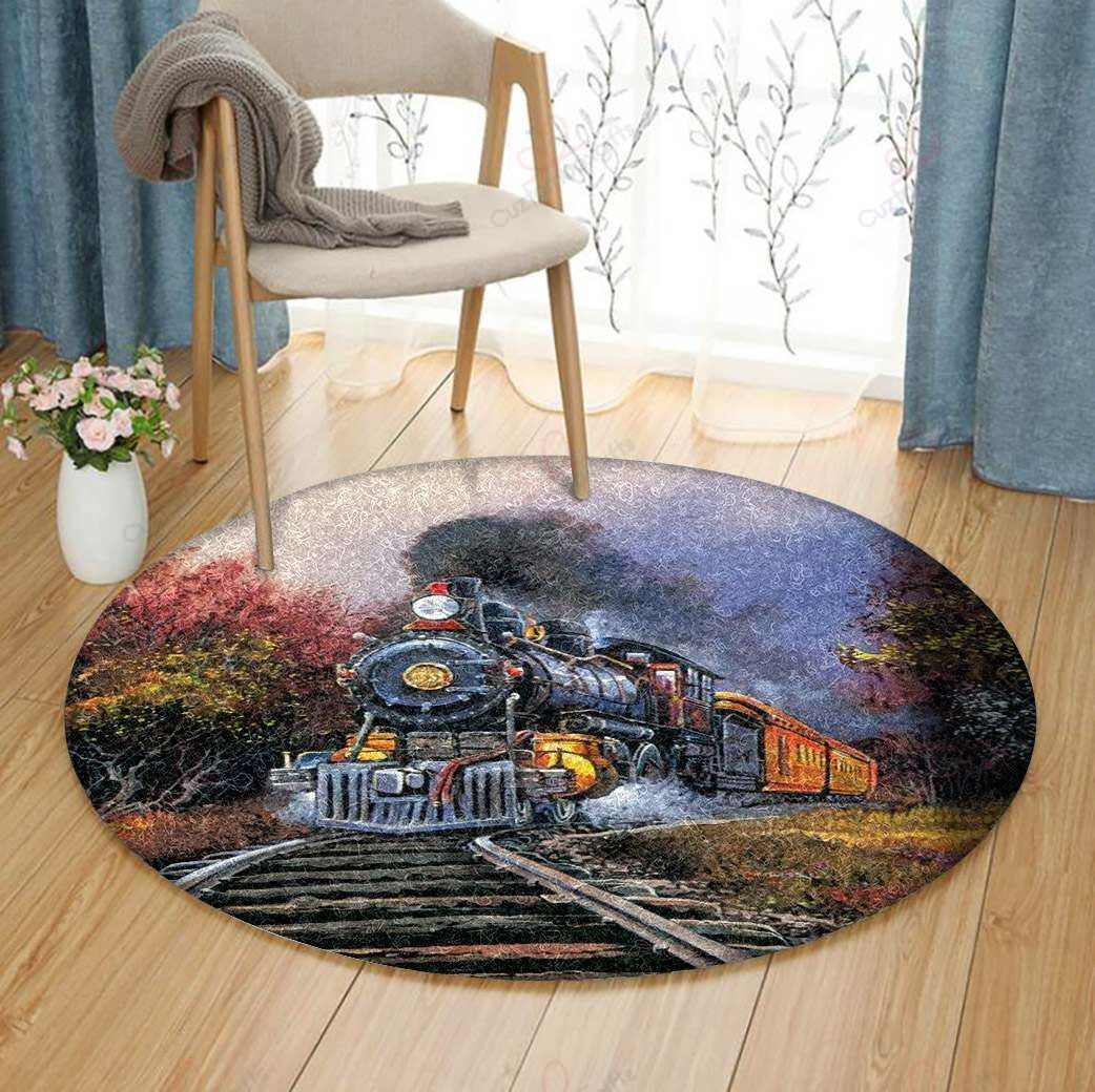 Train Lovers Round Carpet Floor Rug Living Room Bedroom Decor Round Area Rug Carpet Train Lovers Round Carpet Floor Rug Living Room Bedroom Decor Round Area Rug Carpet