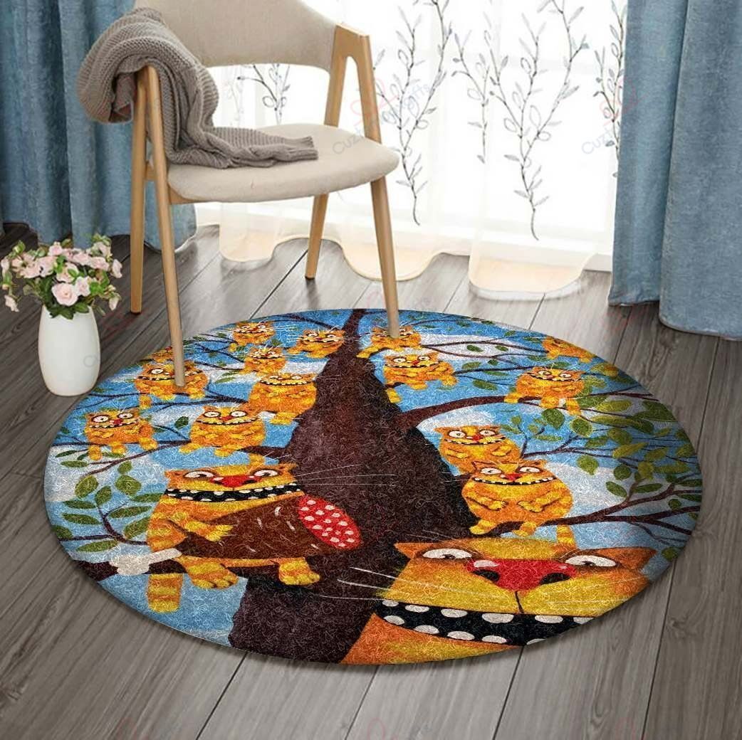 Tree Cat Round Carpet Floor Rug Living Room Bedroom Decor Round Area Rug Carpet Tree Cat Round Carpet Floor Rug Living Room Bedroom Decor Round Area Rug Carpet