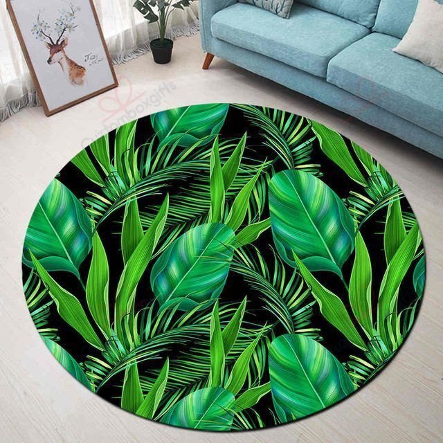 Tropical Leaves Round Carpet Floor Rug Living Room Bedroom Decor Round Area Rug Carpet Tropical Leaves Round Carpet Floor Rug Living Room Bedroom Decor Round Area Rug Carpet