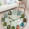 Vintage Clock Round Carpet Floor Rug Living Room Bedroom Decor Round Area Rug Carpet