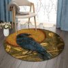 Vintage Crow Round Carpet Floor Rug Living Room Bedroom Decor Round Area Rug Carpet