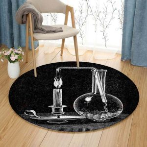 Vintage Laboratory Round Carpet Floor Rug Living Room Bedroom Decor Round Area Rug Carpet