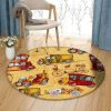 Vintage Transports Steampunk Round Carpet Floor Rug Living Room Bedroom Decor Round Area Rug Carpet