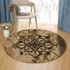 Vintage Urbane Flower Round Carpet Floor Rug Living Room Bedroom Decor Round Area Rug Carpet