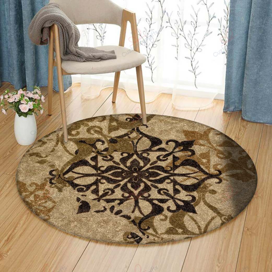 Vintage Urbane Flower Round Carpet Floor Rug Living Room Bedroom Decor Round Area Rug Carpet Vintage Urbane Flower Round Carpet Floor Rug Living Room Bedroom Decor Round Area Rug Carpet