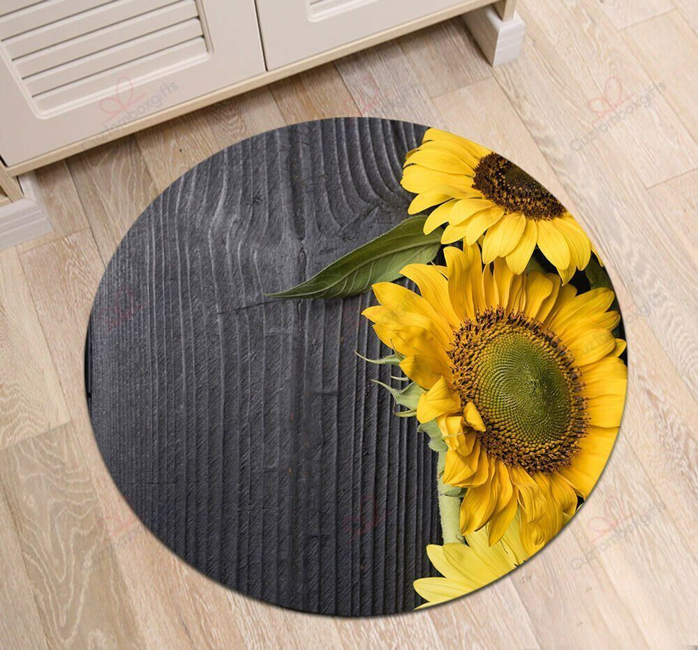 Vintage Wall Sunflower Round Carpet Floor Rug Living Room Bedroom Decor Round Area Rug Carpet Vintage Wall Sunflower Round Carpet Floor Rug Living Room Bedroom Decor Round Area Rug Carpet