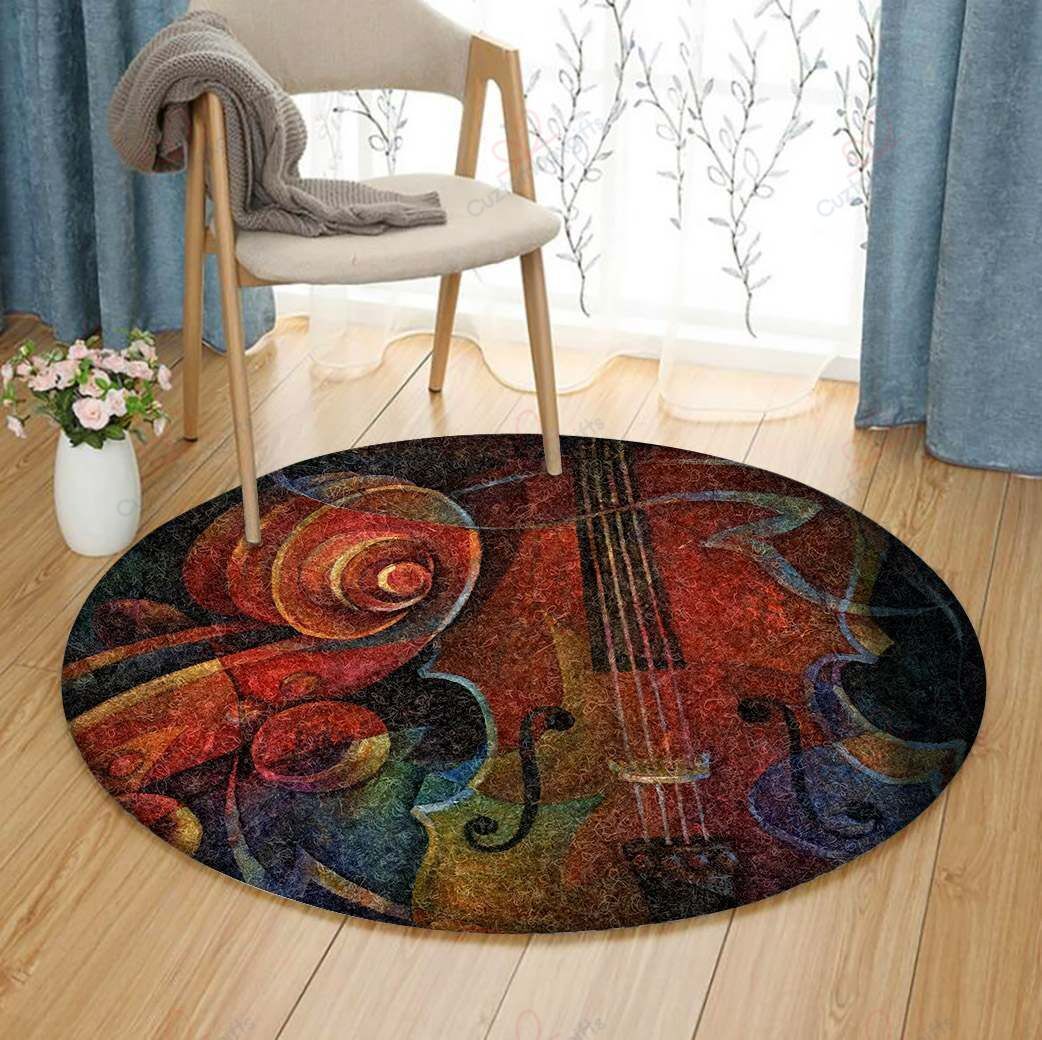 Violin Notes Round Carpet Floor Rug Living Room Bedroom Decor Round Area Rug Carpet Violin Notes Round Carpet Floor Rug Living Room Bedroom Decor Round Area Rug Carpet