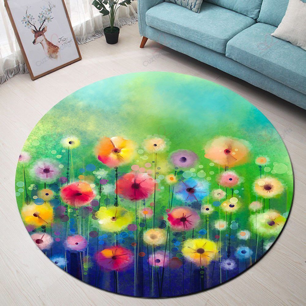 Watercolor Colorful Flowers Round Carpet Floor Rug Living Room Bedroom Decor Round Area Rug Carpet Watercolor Colorful Flowers Round Carpet Floor Rug Living Room Bedroom Decor Round Area Rug Carpet