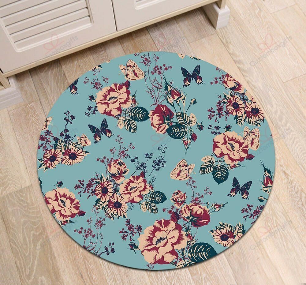 Watercolor Floral Butterfly 1 Round Carpet Floor Rug Living Room Bedroom Decor Round Area Rug Carpet Watercolor Floral Butterfly 1 Round Carpet Floor Rug Living Room Bedroom Decor Round Area Rug Carpet