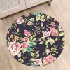 Watercolor Pink Floral Round Carpet Floor Rug Living Room Bedroom Decor Round Area Rug Carpet