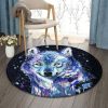 Watercolor Wolf Round Carpet Floor Rug Living Room Bedroom Decor Round Area Rug Carpet