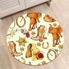 Western Cowboy Round Carpet Floor Rug Living Room Bedroom Decor Round Area Rug Carpet
