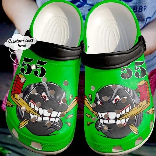 Angry Hockey Green Personalize Clog Custom Crocs Clog Number On Sandal Fashion Style Comfortable For Women Men Kid Angry Hockey Green Personalize Clog Custom Crocs Clog Number On Sandal Fashion Style Comfortable For Women Men Kid