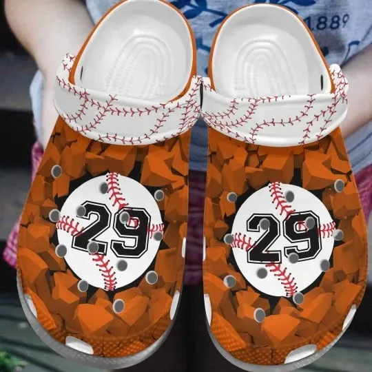 Baseball Whitesole Proud Orange Personalize Clog Custom Crocs Clog Number On Sandal Fashion Style Comfortable For Women Men Kid Baseball Whitesole Proud Orange Personalize Clog Custom Crocs Clog Number On Sandal Fashion Style Comfortable For Women Men Kid