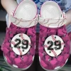 Baseball Whitesole Proud Pink Personalize Clog Custom Crocs Clog Number On Sandal Fashion Style Comfortable For Women Men Kid