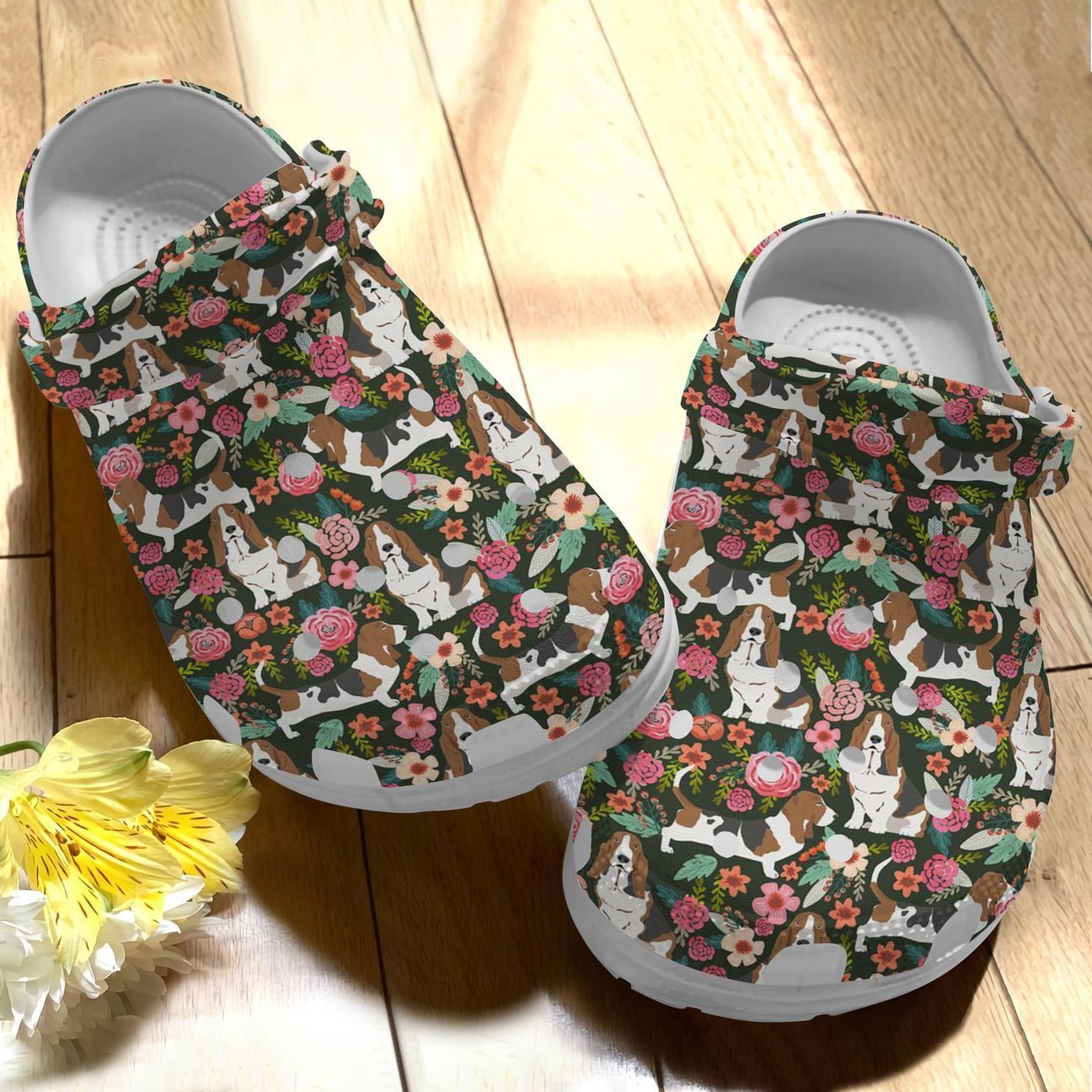 Basset Hound Personalize Clog Custom Crocs Fashionstyle Comfortable For Women Men Kid Print 3D Floral Basset Hound Personalize Clog Custom Crocs Fashionstyle Comfortable For Women Men Kid Print 3D Floral