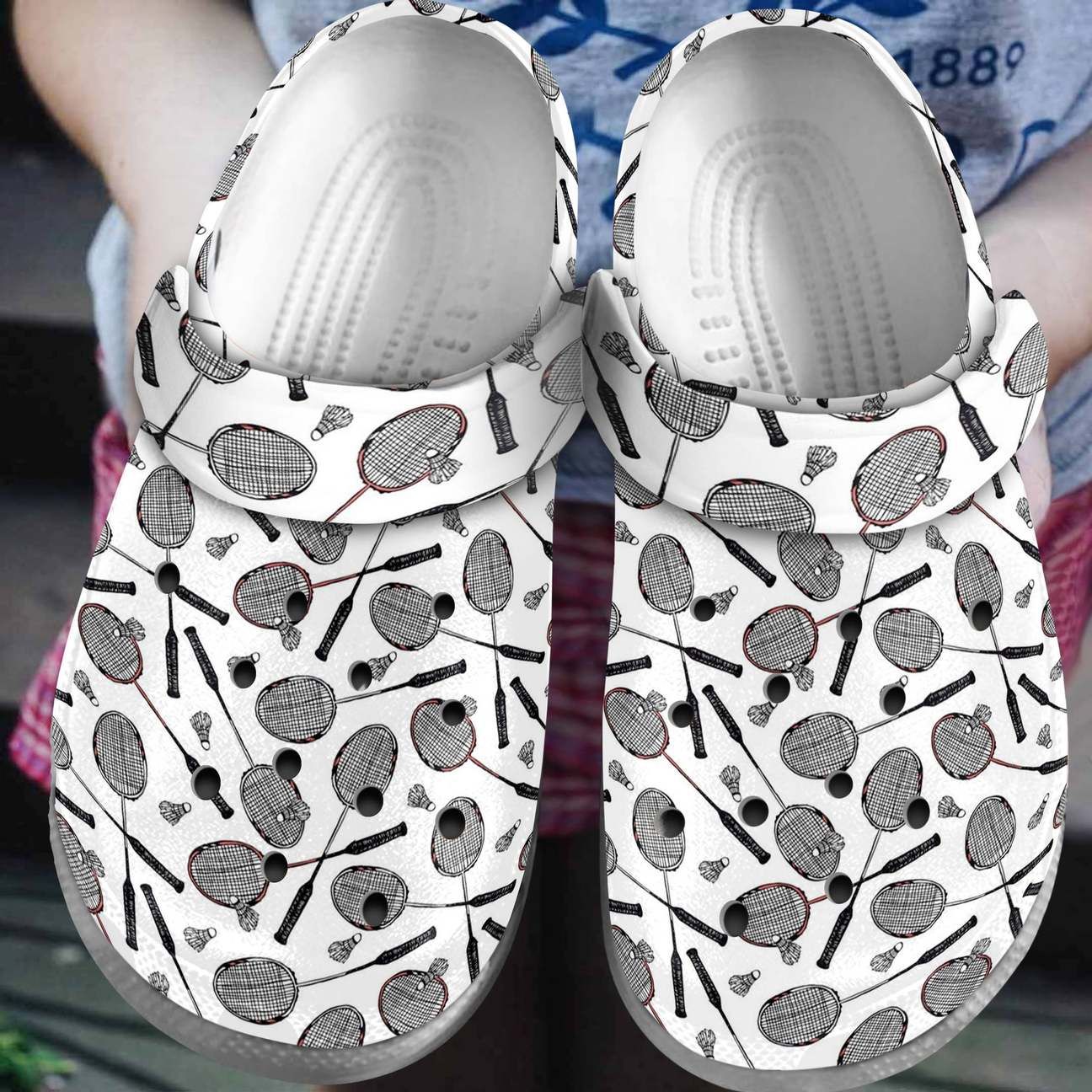 Batminton Personalized Clog Custom Crocs Comfortablefashion Style Comfortable For Women Men Kid Print 3D Whitesole Batminton Racket Batminton Personalized Clog Custom Crocs Comfortablefashion Style Comfortable For Women Men Kid Print 3D Whitesole Batminton Racket