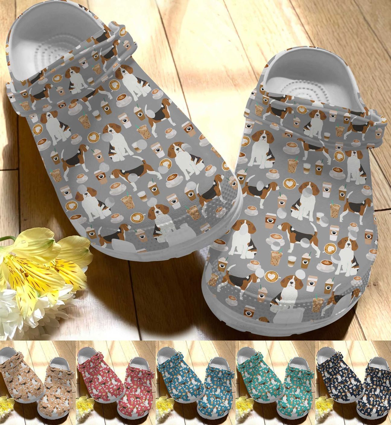 Beagle Personalize Clog Custom Crocs Fashionstyle Comfortable For Women Men Kid Print 3D Whitesole Beagle And Coffee Beagle Personalize Clog Custom Crocs Fashionstyle Comfortable For Women Men Kid Print 3D Whitesole Beagle And Coffee