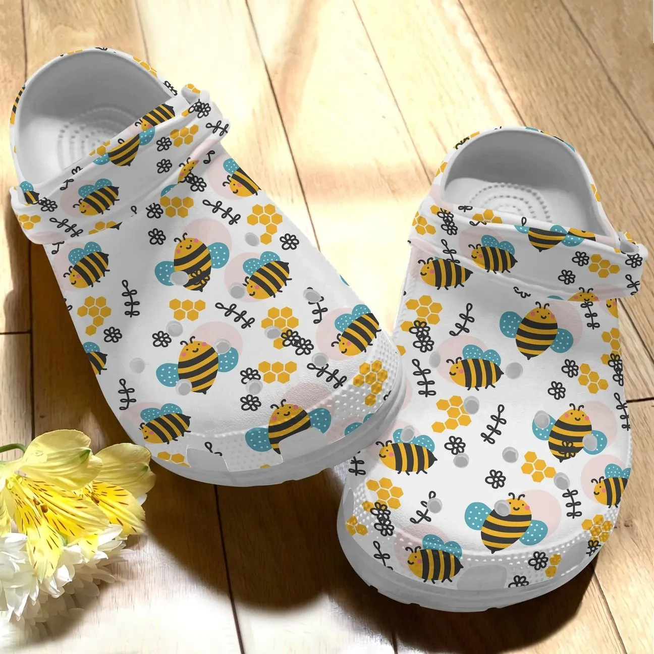 Bee Personalize Clog Custom Crocs Fashionstyle Comfortable For Women Men Kid Print 3D Whitesole Bee Pattern Bee Personalize Clog Custom Crocs Fashionstyle Comfortable For Women Men Kid Print 3D Whitesole Bee Pattern