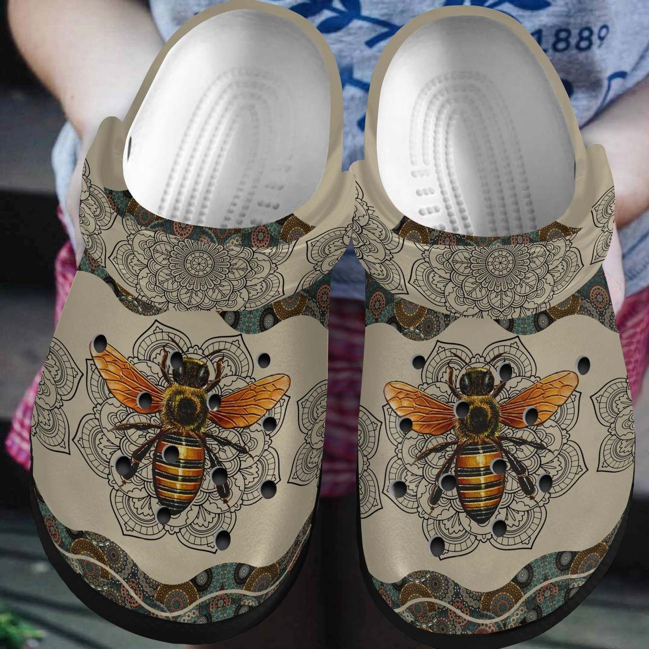 Bee Personalized Clog Custom Crocs Comfortablefashion Style Comfortable For Women Men Kid Print 3D Bee Floral Bee Personalized Clog Custom Crocs Comfortablefashion Style Comfortable For Women Men Kid Print 3D Bee Floral