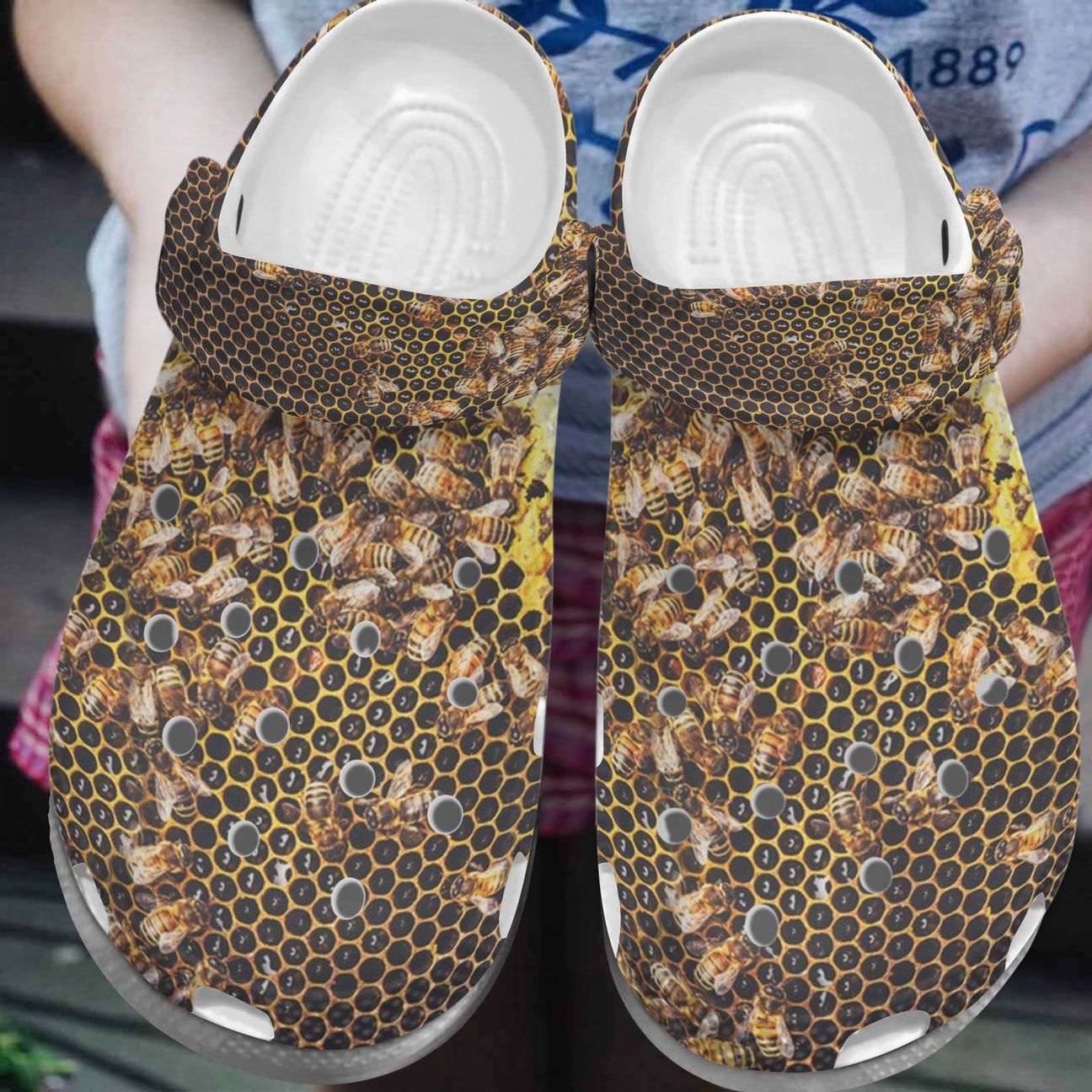Bee Personalized Clog Custom Crocs Comfortablefashion Style Comfortable For Women Men Kid Print 3D Honeycomb Bee Personalized Clog Custom Crocs Comfortablefashion Style Comfortable For Women Men Kid Print 3D Honeycomb