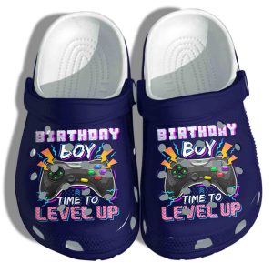 Birthday Boy Level Up Shoes Crocs Clog Gift For Boy- Gaming Boys Clog Birthday Gift For Friend Son