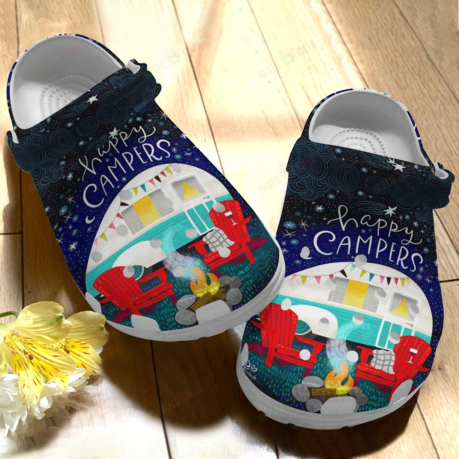 Camping Crocs Clog Classic Clog Happy Happy Campers Shoes Camping Crocs Clog Classic Clog Happy Happy Campers Shoes
