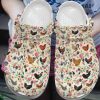 Chicken Crocs Clog Classic Clog Whitesole Chicken In Flower Garden Shoes