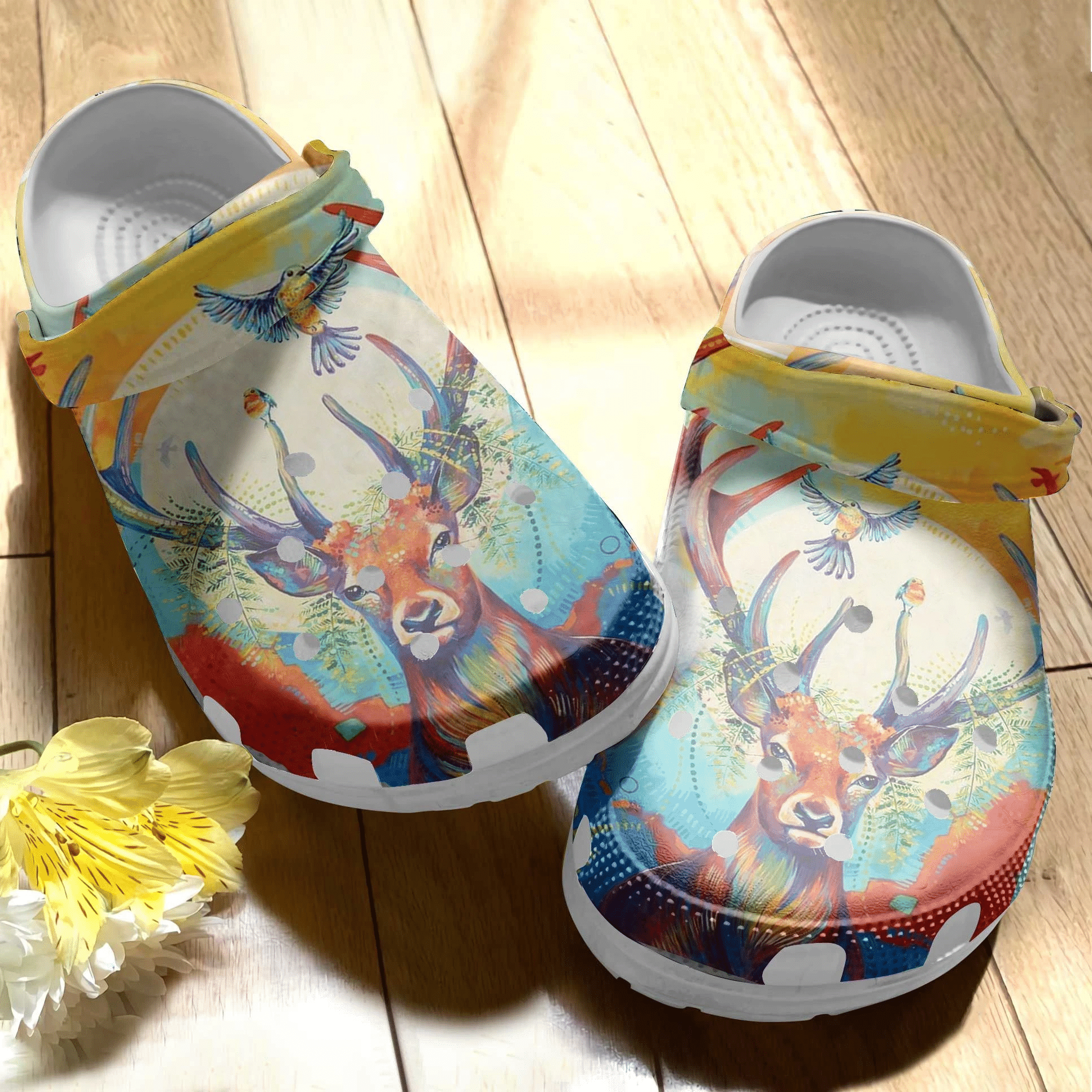 Colorful Deer Bird Art Crocs Clog Shoes Crocbland Clog Birthday Gifts For Man Woman Colorful Deer Bird Art Crocs Clog Shoes Crocbland Clog Birthday Gifts For Man Woman