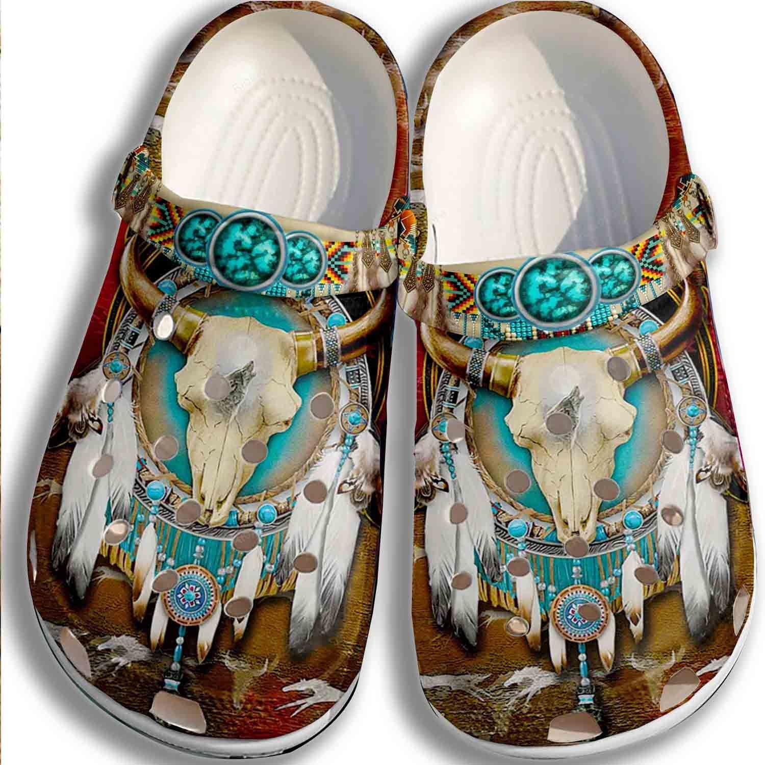 Cow Skull Crocs Clog Shoes – Native American Shoes Crocbland Clog Gifts For Men Women Cow Skull Crocs Clog Shoes – Native American Shoes Crocbland Clog Gifts For Men Women