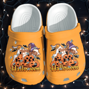Cute Cow Witch And Pumpkins Shoes Clog – Halloween Day Crocs Clog Crocband Clog Birthday Gift For Boy Girl