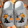 Cute Pumpkin In Ghost Shoes – Cat Bats Halloween Clog Crocs Clog Crocband Clog Birthday Gift For Man Woman