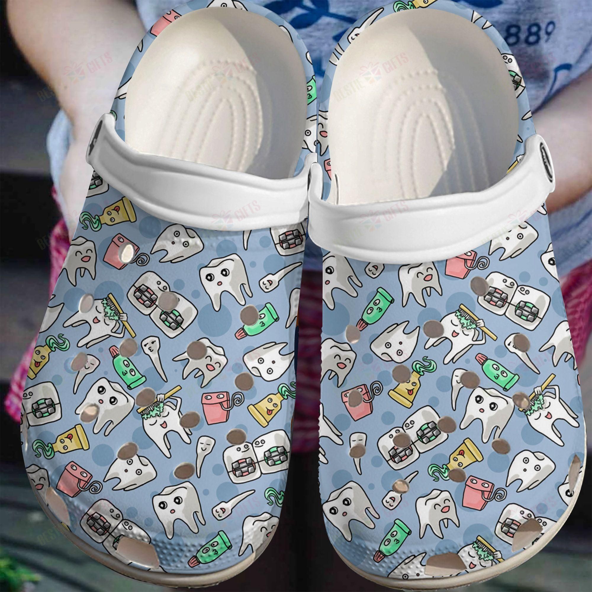Dentist Crocs Clog Classic Clog Whitesole Cute Tooth Shoes Dentist Crocs Clog Classic Clog Whitesole Cute Tooth Shoes