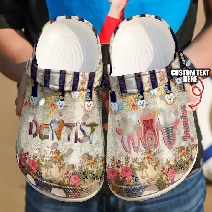 Dentist Personalized Floral Sku 820 Crocs Crocband Clog Comfortable For Mens Womens Classic Clog Water Shoes Dentist Personalized Floral Sku 820 Crocs Crocband Clog Comfortable For Mens Womens Classic Clog Water Shoes