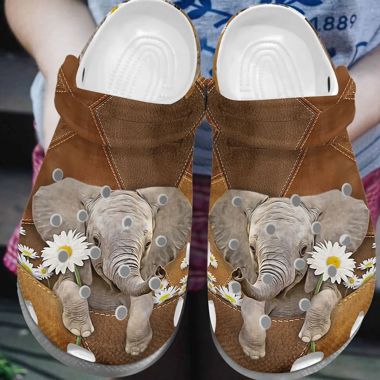 Elephant Personalize Clog Custom Crocs Fashionstyle Comfortable For Women Men Kid Print 3D Cute Elephant With Daisy Elephant Personalize Clog Custom Crocs Fashionstyle Comfortable For Women Men Kid Print 3D Cute Elephant With Daisy