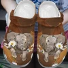 Elephant Personalize Clog Custom Crocs Fashionstyle Comfortable For Women Men Kid Print 3D Whitesole Lovely Elephant And Daisy