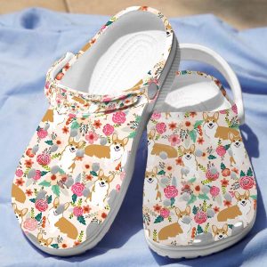Floral Corgy Crocs Clog Classic Clogs Shoes
