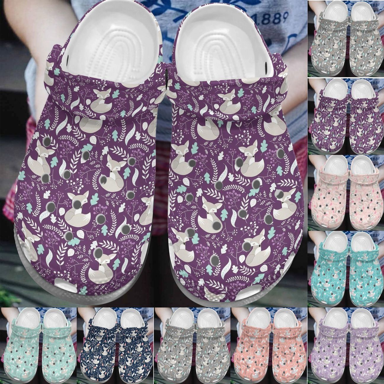 Fox Personalize Clog Custom Crocs Fashionstyle Comfortable For Women Men Kid Print 3D Whitesole Gray Fox Fox Personalize Clog Custom Crocs Fashionstyle Comfortable For Women Men Kid Print 3D Whitesole Gray Fox