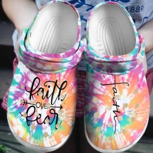 God Faith Over Fear Sku 1165 Crocs Crocband Clog Comfortable For Mens Womens Classic Clog Water Shoes