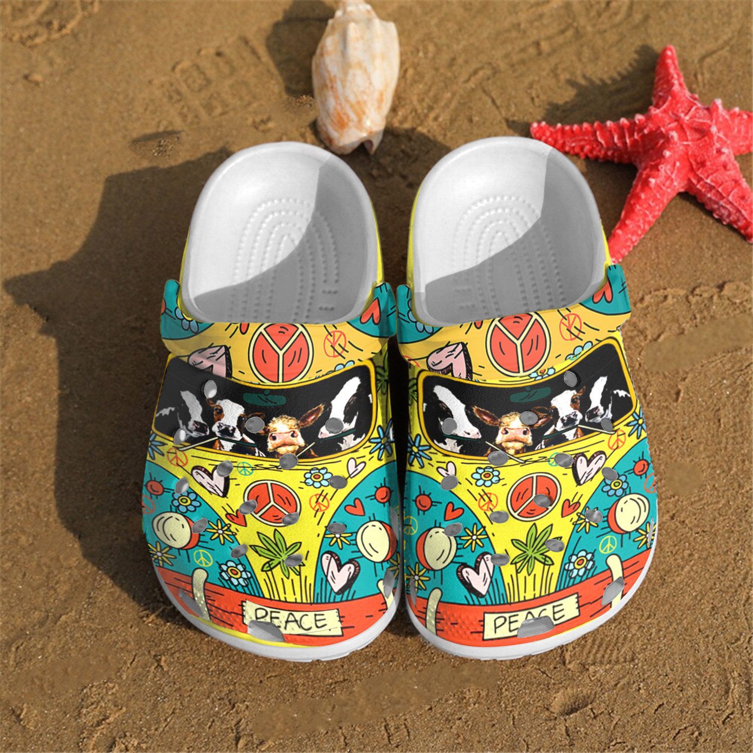 Hippie Car Cows Crocs Crocband Clog Comfortable For Mens Womens Classic Clog Water Shoes Hippie Car Cows Crocs Crocband Clog Comfortable For Mens Womens Classic Clog Water Shoes